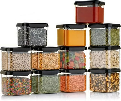 Homeor Plastic Storage Jar & Container Set Air-Tight BPA Free Containers for Kitchen Storage Kitchen Organizer & Kitchen Storage Pantry Organization Multipurpose Jar 500 ML Black