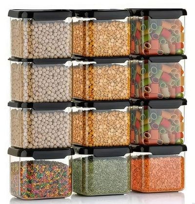Homeor Plastic Storage Jar & Container Set Air-Tight BPA Free Containers for Kitchen Storage Kitchen Organizer & Kitchen Storage Pantry Organization Multipurpose Jar 500 ML Black